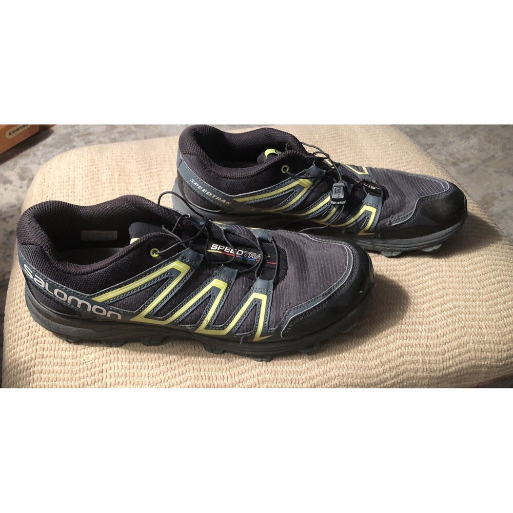 Salomon Used Black Yellow Speed Teak Snickers Used 9 1/2 Mens shoes